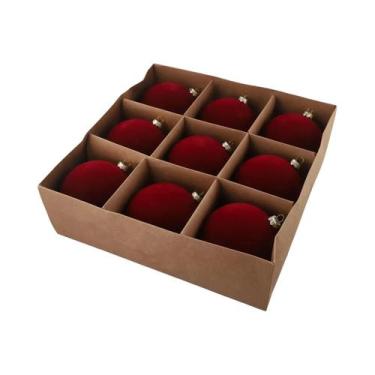 Imagem de Bolas De Natal De Veludo De 10cm, 9 Peças, Enfeites Decorativos Para Á