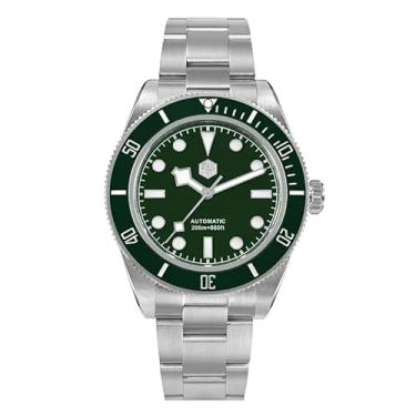 Imagem de Relógios masculinos San Martin – Relógio de mergulho SN008GC de movimento automático NH35 40 mm, relógio de pulso masculino, 20 bar, impermeável, cristal de safira, luminoso, mecânico, Verde escuro