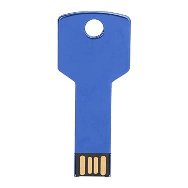 Imagem de Pen drive USB azul, disco em forma de chave de liga de alumínio, transferência rápida para uso no computador e no carro