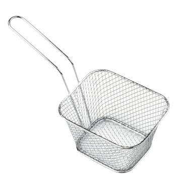 Imagem de Cesta de fritura | Coador de malha de aço inoxidável com alça | Utensílios de cozinha para sopa, macarrão, exibição de alimentos, piquenique, acampamento, churrasco