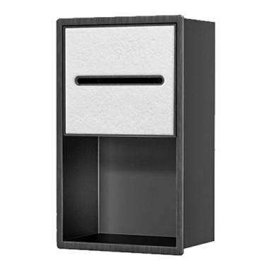 Imagem de Dispensador e suporte de papel higiênico embutido - aço inoxidável com prateleira, sem necessidade de azulejos, design multicolorido elegante (moldura preta + branco) para fácil armazenamento e