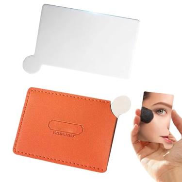 Imagem de Espelho compacto | Espelho compacto de maquiagem com capa de couro PU - Produtos portáteis de vaidade de aço inoxidável para mulheres e meninas, dormitório de viagem e escritório