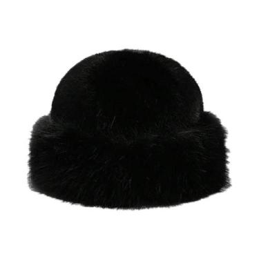 Imagem de Chapéu Bucket Feminino De Pelo Sintético Com Aba Larga, Quente E Macio