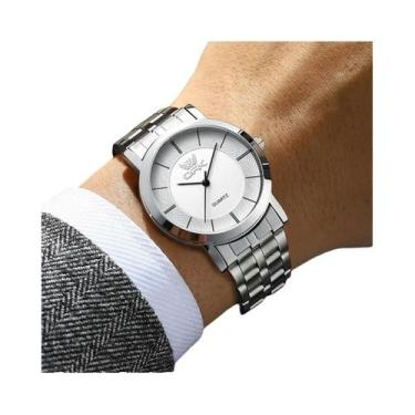 Imagem de Relógio masculino com pulseira de aço da marca OPK, quartzo simples e 
