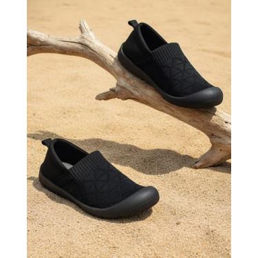 Imagem de Sapatos rasos com sensação de descalço para homens e mulheres, tênis sem cadarço para caminhada confortável, sapatos preguiçosos, sola plana, leve, casual, feminino, sapatos únicos pretos, Preto, 36