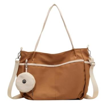 Imagem de Bolsa feminina com design de zíper, material de lona, bolsas transversais para mulheres, adequada para deslocamento para o trabalho e uso diário, Marrom