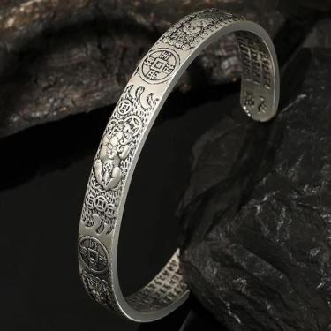 Imagem de Pulseiras Masculinas De Prata Com Asas De Pena, Estilo Hiphop Rock Met