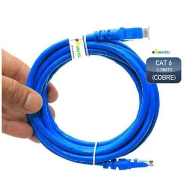 Imagem de Cabo De Rede Cat 6 2 Metros 2m Patch Cord Rj45 Lan Internet