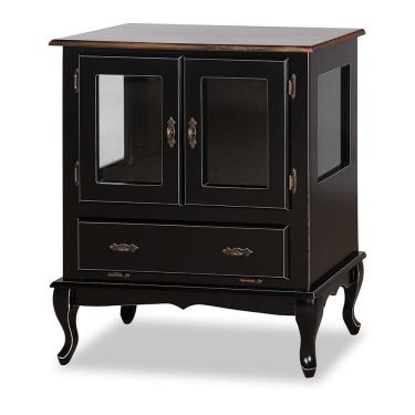 Imagem de Cristaleira Antique Baixa Lateral Com 2 Portas de Vidro e 1 Gaveta 1004 Preta