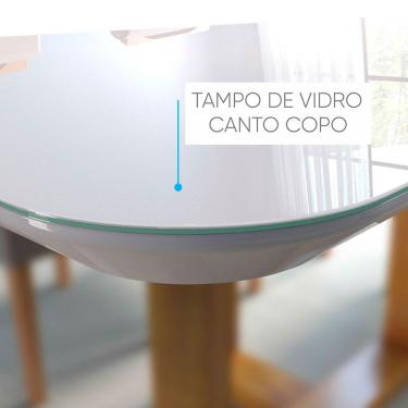 Imagem de Mesa De Jantar Redonda Turquia Com Tampo De Vidro 120cm Móveis Mix Mel Com Off White