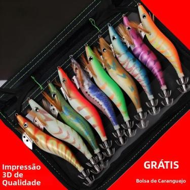 Imagem de Iscas De Pesca Luminosas Para Lula, 10 Peças, Anzóis De Camarão Impres