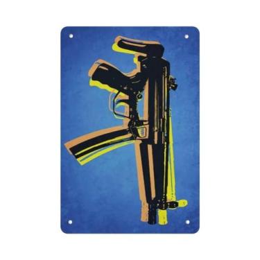 Imagem de Placa De Metal Vintage Com Tema De Pistola E Vitória, Arte Em Ferro Pa