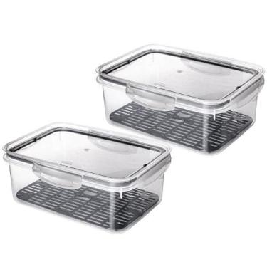 Imagem de Kit 2 Potes Alimentos Hermético 2.6L + Escorredor não Vaza - Plasútil,