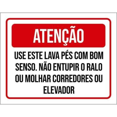 Imagem de Kit 10 Placa Acm Use Lava Pés Bom Sendo Elevador 18X23 - Sinalizo