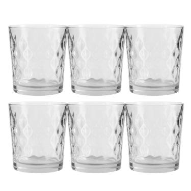 Imagem de Jogo 6 Copo De Vidro Transparente Para Whisky Diamond 360ml Em Casa Tem