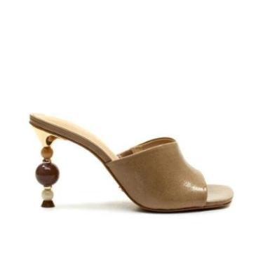Imagem de Tamanco / Open Mule Salto Alto em Couro Nude Cecconello-Feminino
