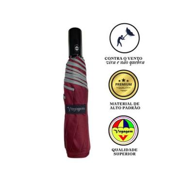 Imagem de Guarda Chuva Voyagem Abre Fecha Automático Cinza 831L Vinho
