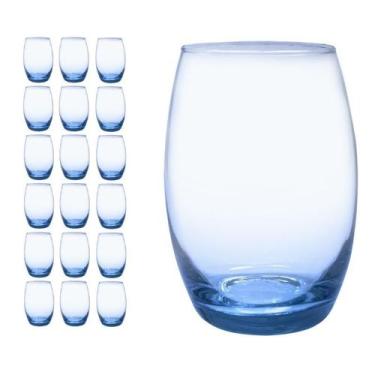 Imagem de Kit Jogo 18 Copos  Bellagio Redondo 450 ml  Azul Casa Linda