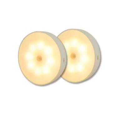 Imagem de Kit 2 Lâmpada Luminária Sem Fio Recarregável USB Com Sensor de Movimento e Luminosidade