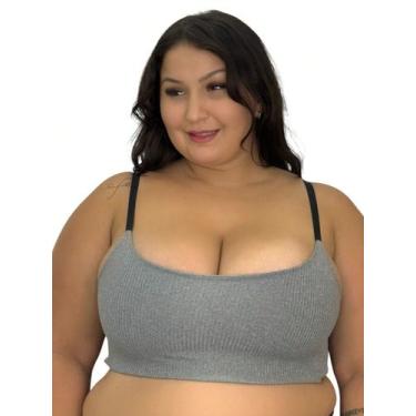Imagem de Sutiã Plus Size Tecido Canelado Top Grande Felícia, Cinza, 54