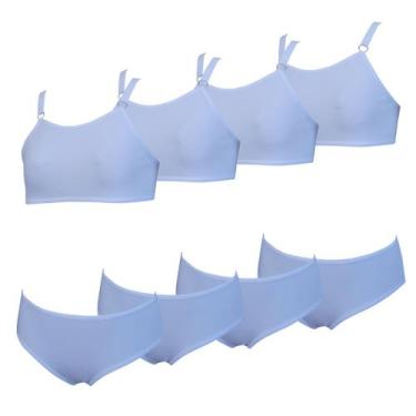 Imagem de Kit 4 Conjunto Calcinha e Sutiã sem Bojo Infantil Algodão - OPTE, M, B
