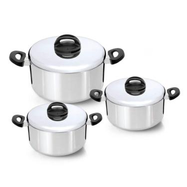 Imagem de Jogo De Panelas Eterna 3 Peças Em Alumínio Polido Nigro