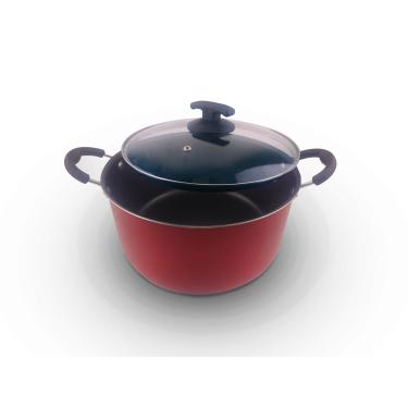 Imagem de Caçarola Vermelha Grande Família com diâmetro 28 cm, feito com alumínio reforçado e antiaderente.