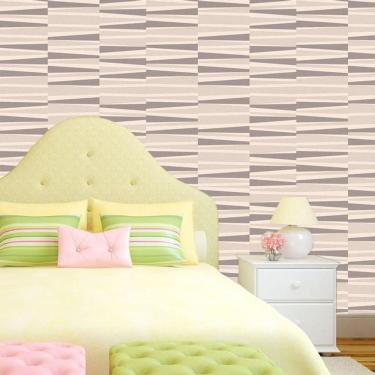 Imagem de Papel De Parede Geométrico Marrom E Bege Autocolante Lavável