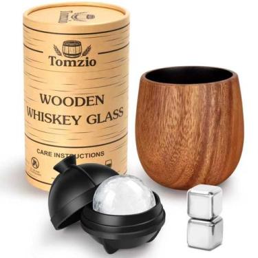 Imagem de Conjunto de Copos de Bourbon em Madeira Carbonizada Tomzio 325ml com P