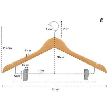 Imagem de Cabide de Madeira Com Presilhas Kit com 20 Unidades - LOLADECOR
