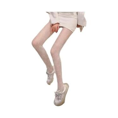 Imagem de Meias-calças Femininas Retrô Com Estampa Floral, Renda Vazada E Detalh