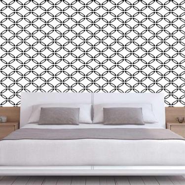 Imagem de Papel De Parede Branco E Desenhos Preto Autocolante Lavável