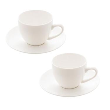 Imagem de Kit 2 Xícaras Café Expresso Chá Porcelana Branca 100ml Lyor