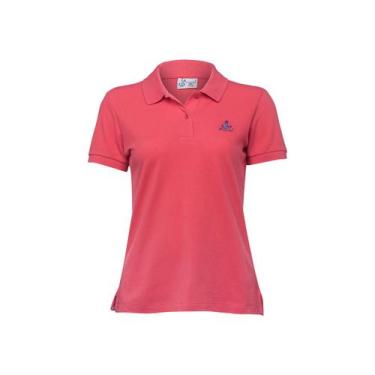 Imagem de Camiseta Gola Polo Rosa Feminina Estampa Gaivota Anemoss, Rosa, P