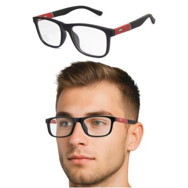 Imagem de Oculos Masculino Para Grau Armação Esporte Fino Armação Retangular E9 