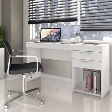 Imagem de Escrivaninha Office Com 2 Gavetas Branco Brilho New - Notável