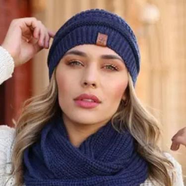 Imagem de Touca Caída Tricô Gorro Boina Beanie Lã Masculina Feminina Macio Quent
