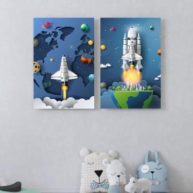 Imagem de 02 quadros infantil de foguete - Dresch Loja, 98x65