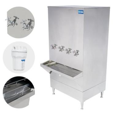 Imagem de Bebedouro Industrial 200 Litros 4 Torneiras Resfriador De Água Inox KX