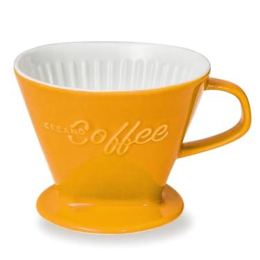 Imagem de Creano Cafeteira de cerâmica para coador de café de porcelana XGG – Tamanho do filtro 4 açafrão – qualidade enorme e pesada 800 g – 6 cores disponíveis