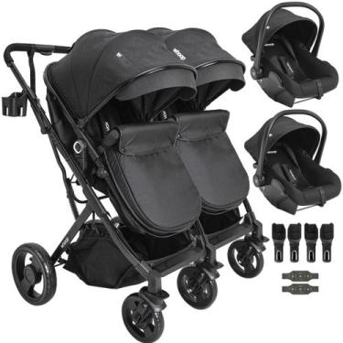 Imagem de Carrinho Kiddo para Gemeos 2 Bebe Conforto Colinho Vox II Preto
