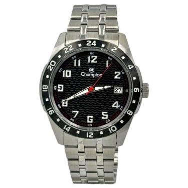 Imagem de Relógio Masculino Fundo Preto Champion com Pulseira de Aço Inoxídavel 