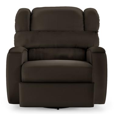 Imagem de Poltrona Do Papai Reclinável Manchester Glider Manual Giratória Couro Sintético Marrom Encantum