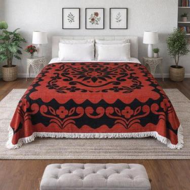 Imagem de Colcha de Chenille Flórida Canelada Floral Jolitex 2,20X2,40m com Fran