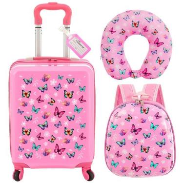 Imagem de Conjunto de bagagem, mochila infantil Sanwuta, 4 peças, borboleta
