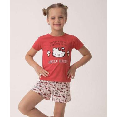 Imagem de Pijama Infantil Hello Kitty Sanrio Tam 4 a 10 Vermelho-47031, Vermelho