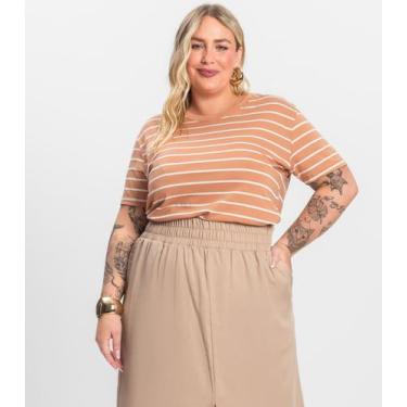 Imagem de Blusa Feminina Plus Size Gola Redonda Secret Glam Marrom, Plus G2, Mar