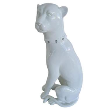 Imagem de Escultura Estátua Leopardo 40cm Resina Laqueada Strass - zona livre