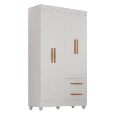 Imagem de Guarda Roupa Solteiro Lite 4 Portas Branco Brilho - Móveis Leão