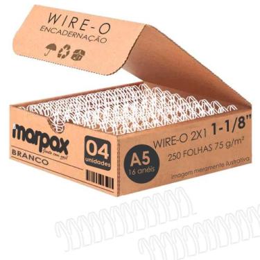 Imagem de Wire-o Encadernação A5 1 1/8 2X1 para 250fls Branco 04un - Marpax